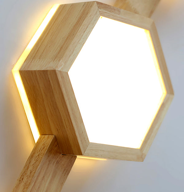 Creative solid wood LED ceiling lamp