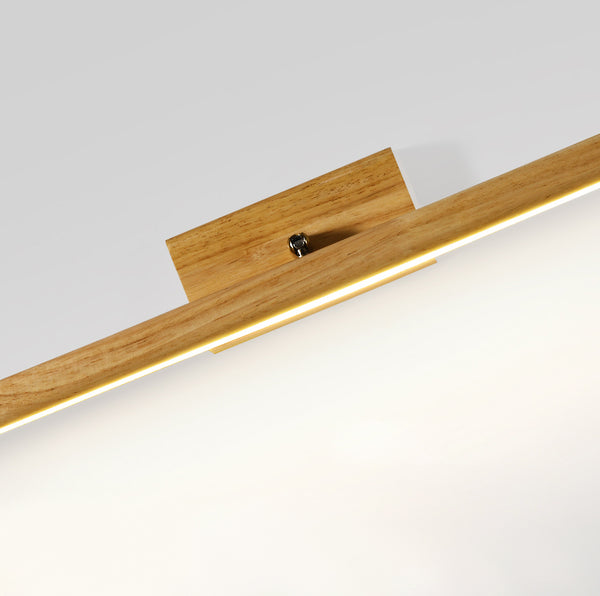 Wandlampe aus massivem Holz mit langem Spiegel