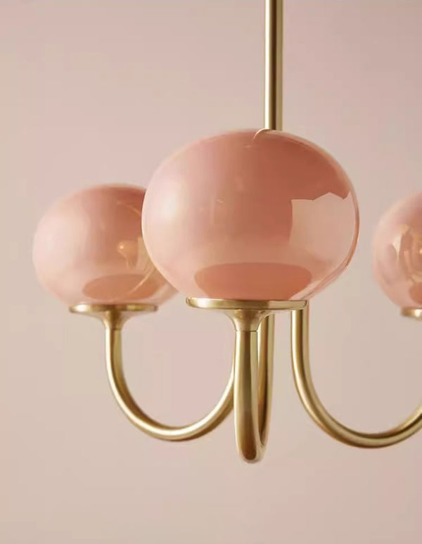 Cremefarbener Bauhaus-Kronleuchter aus Glas