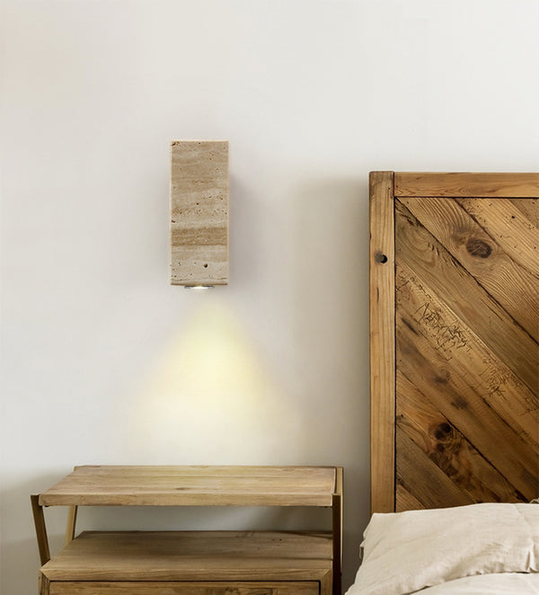 Gelbe Nachttisch-Wandlampe aus Travertin