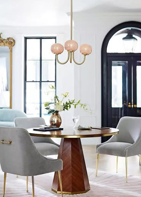 Cremefarbener Bauhaus-Kronleuchter aus Glas