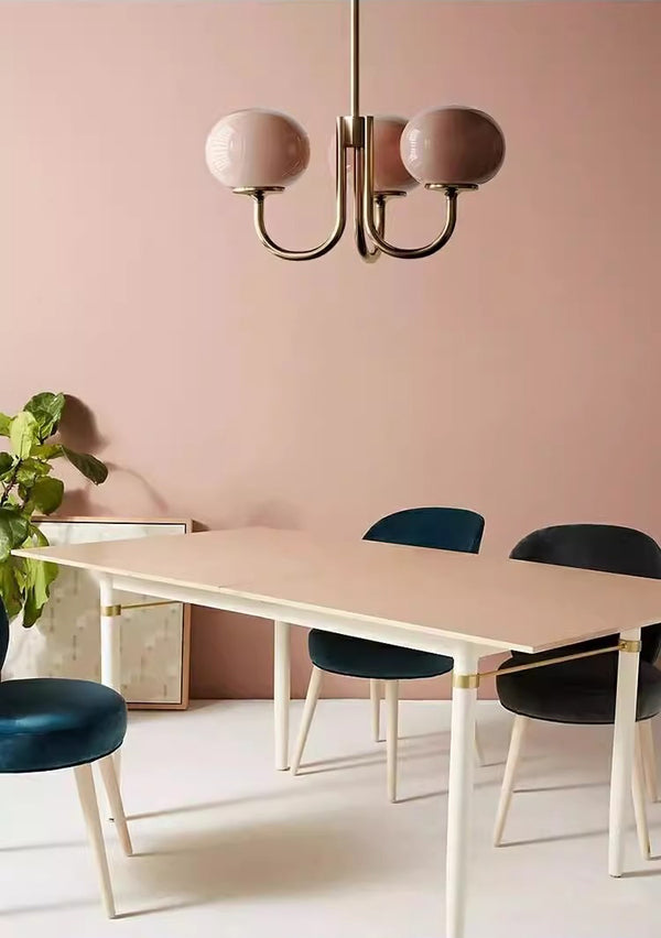 Cremefarbener Bauhaus-Kronleuchter aus Glas