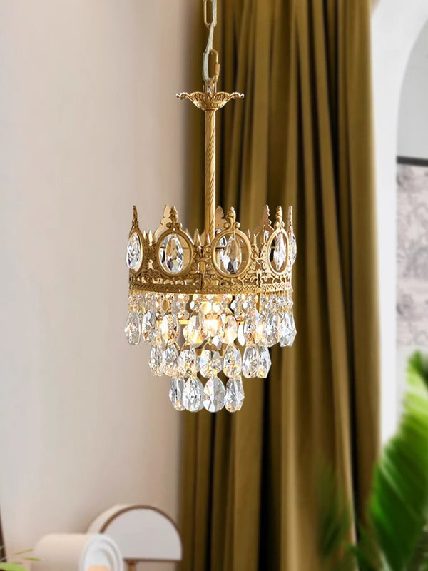 Vintage brass crystal chandelier