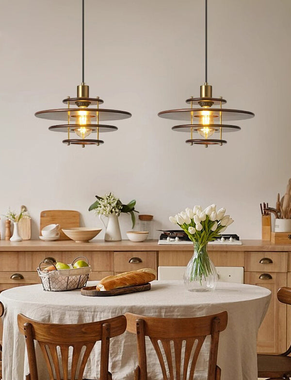 Medieval style vintage chandelier solid wood flying saucer