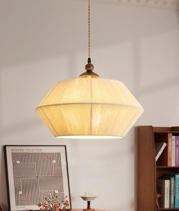 Lustre en corde de coton et tissu de style rétro