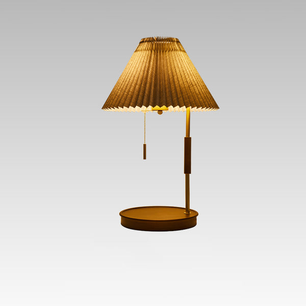 Retro plissierte Massivholz Tischlampe