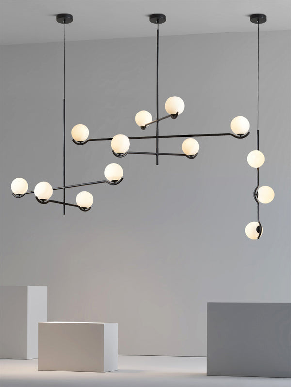 Lustre noir en forme de haricot magique long
