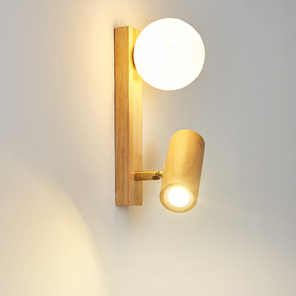 Nordic solid wood bedroom wall lamp