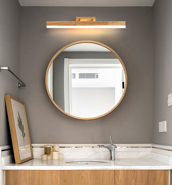 Applique murale LED en bois massif avec miroir