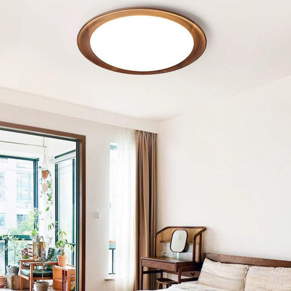 Ultradünne Deckenlampe aus Walnussholz für das Schlafzimmer