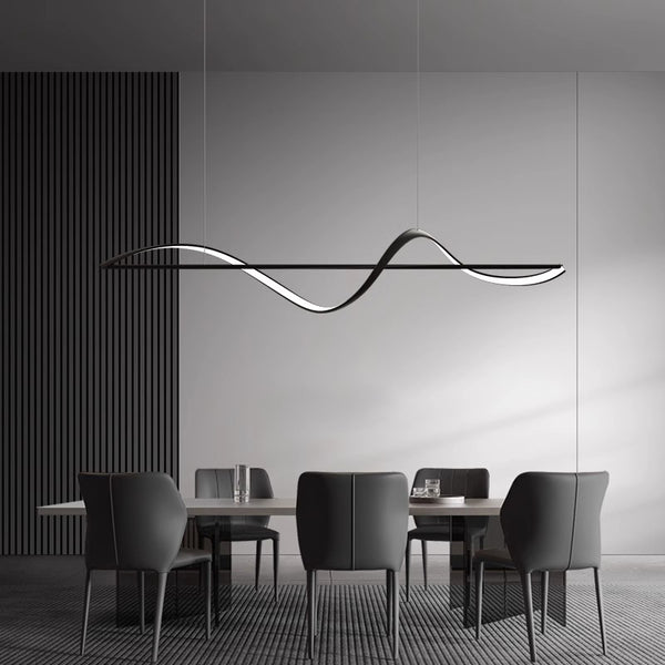 Lustre de restaurant créatif à longue bande, entièrement en cuivre