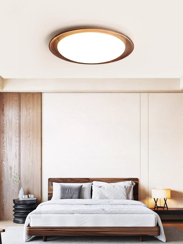 Ultradünne Deckenlampe aus Walnussholz für das Schlafzimmer