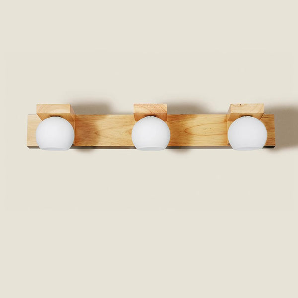 Solid wood bathroom wall light