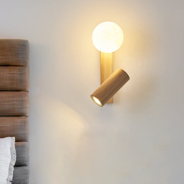 Nordic solid wood bedroom wall lamp