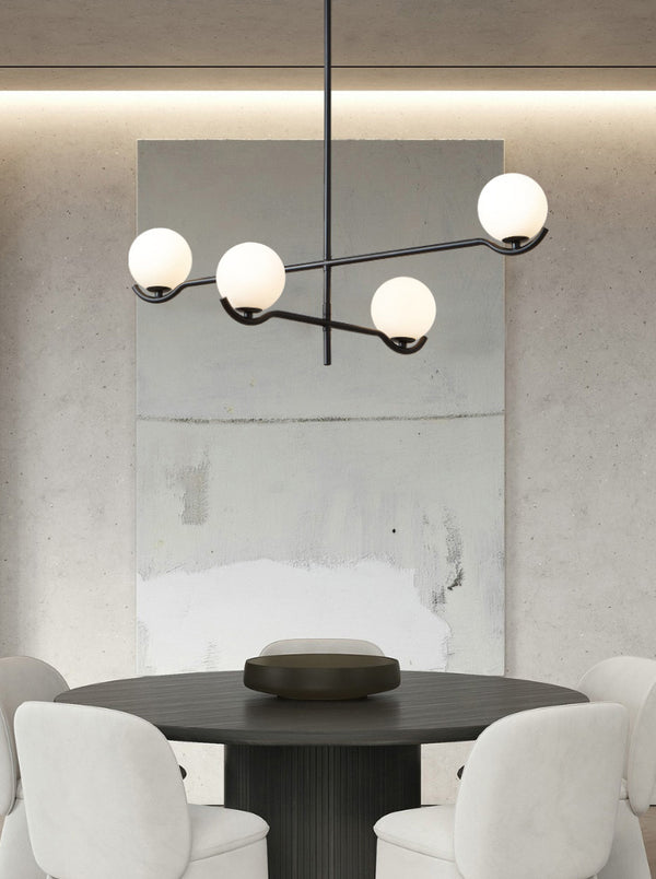 Lustre noir en forme de haricot magique long
