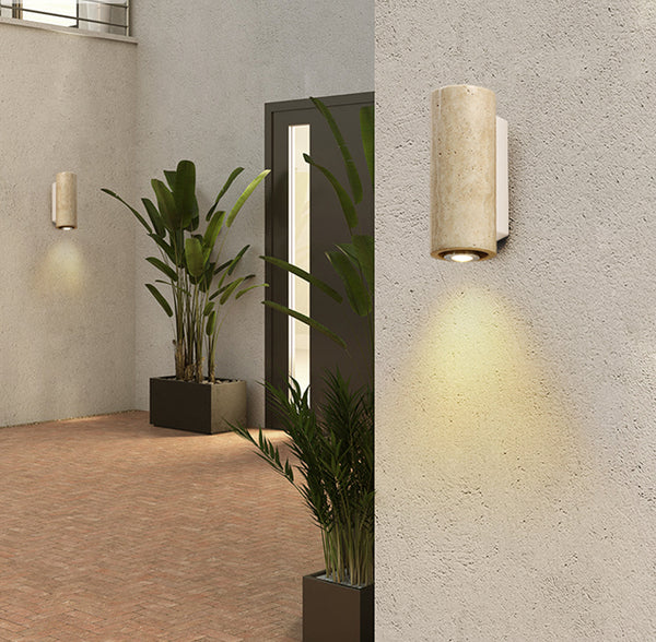 Gelbe Nachttisch-Wandlampe aus Travertin