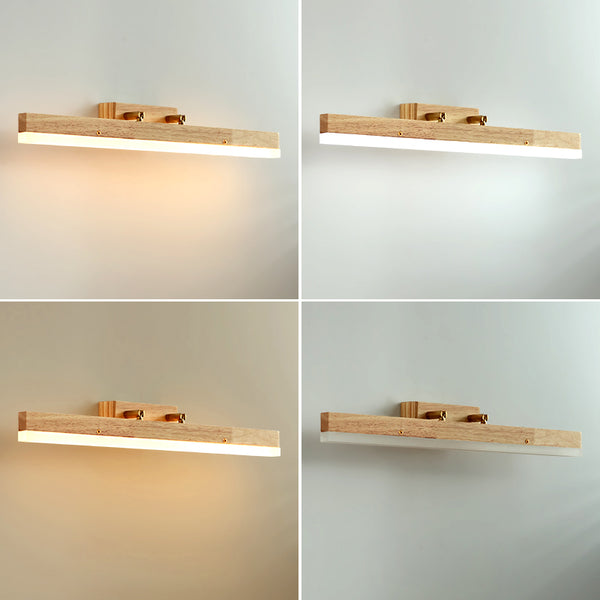 Applique murale LED en bois massif avec miroir