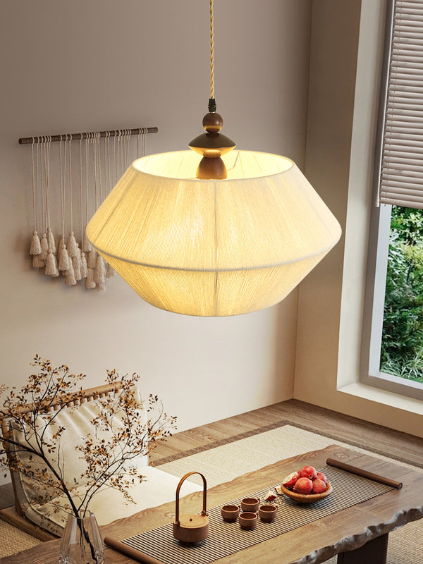 Lustre en corde de coton et tissu de style rétro