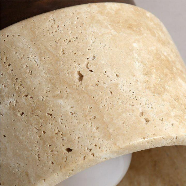 Vintage Wabi-Sabi Style Yellow Travertine Ceiling Lamp