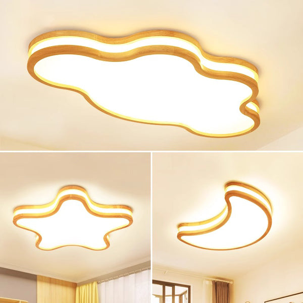 LED children's room solid wood ceiling lamp