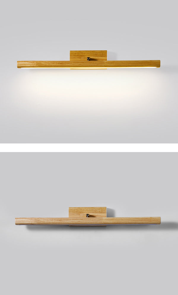 Wandlampe aus massivem Holz mit langem Spiegel