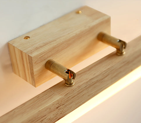 Applique murale LED en bois massif avec miroir