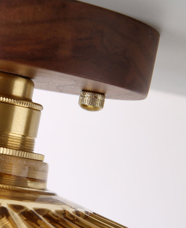 Deckenlampe aus Walnussglas im mittelalterlichen Stil