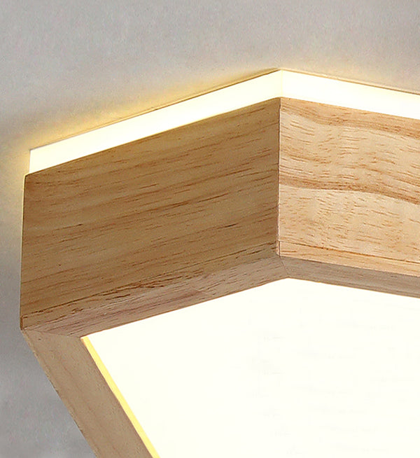 Creative solid wood LED ceiling lamp