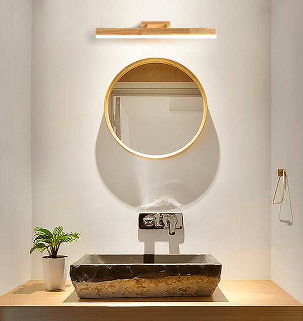 Applique murale LED en bois massif avec miroir