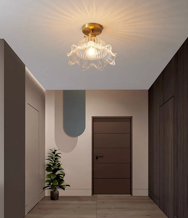 Copper glass corridor ceiling lamp