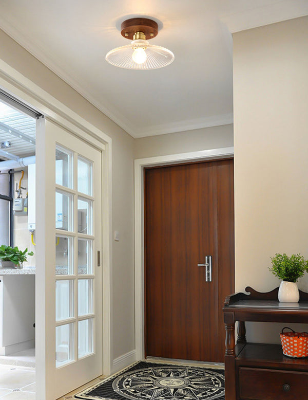 Deckenlampe aus Walnussglas im mittelalterlichen Stil