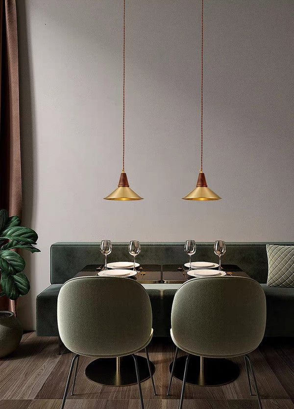 All copper walnut dining chandelier