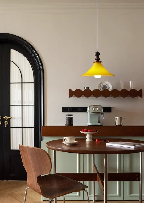 Medieval style solid wood glass bedroom bedside chandelier