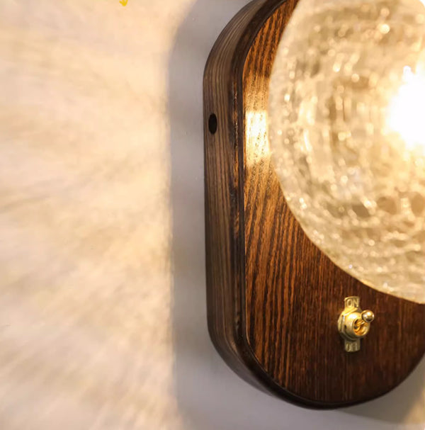 Solid wood crack glass aisle wall lamp