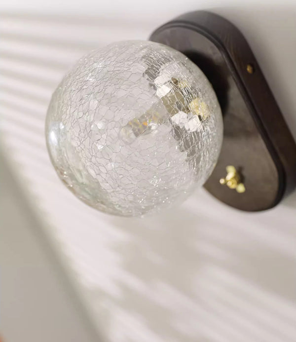 Solid wood crack glass aisle wall lamp