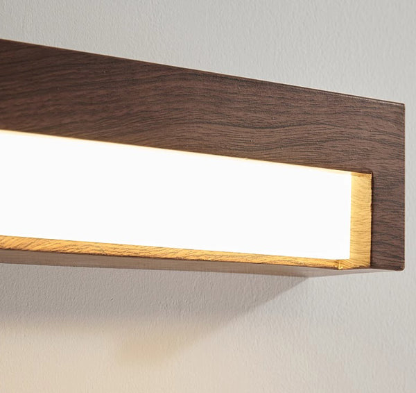 Lampe de chevet murale rétro à longues bandes en grain de bois