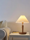 Vintage Massivholz Plissee Tischlampe