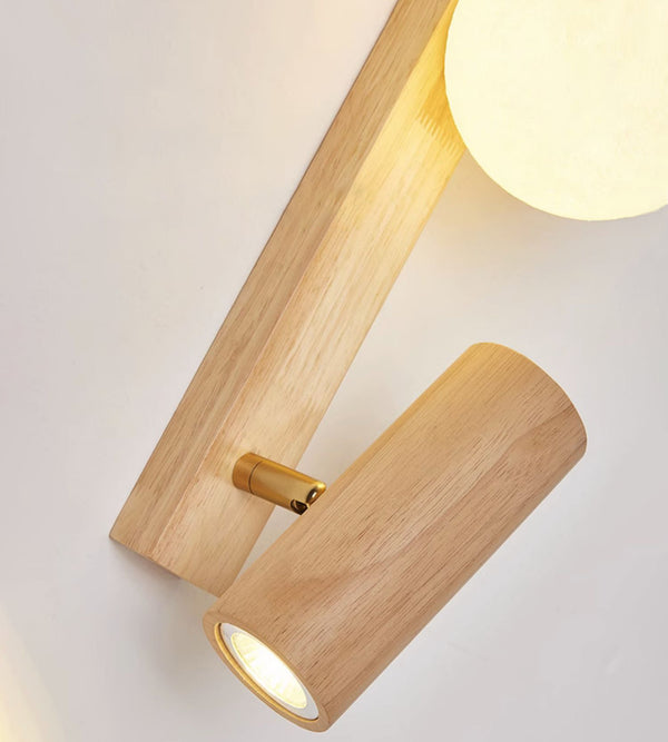 Nordic solid wood bedroom wall lamp