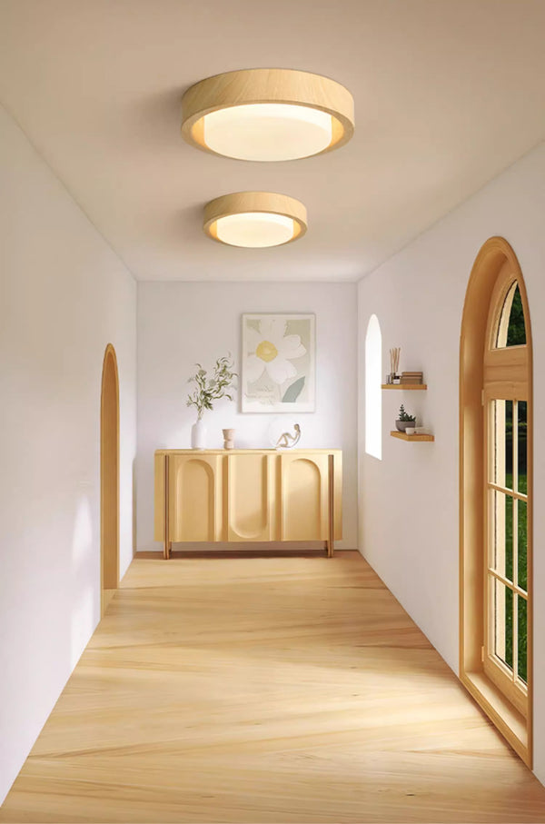 Medieval style wood grain glass bedroom ceiling lamp