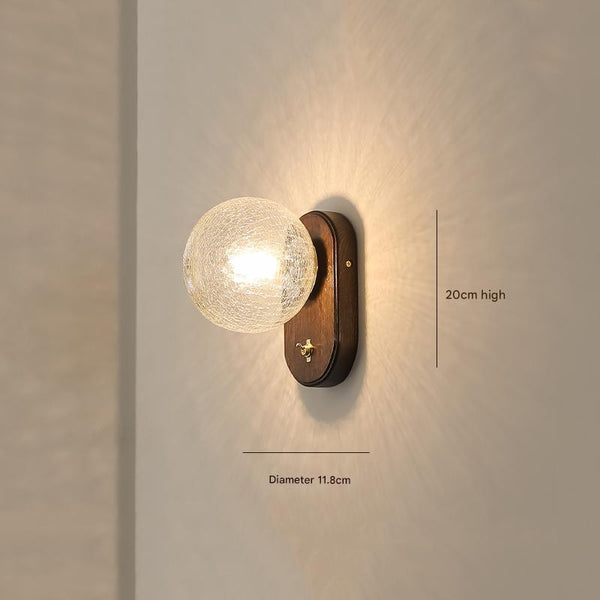 Solid wood crack glass aisle wall lamp