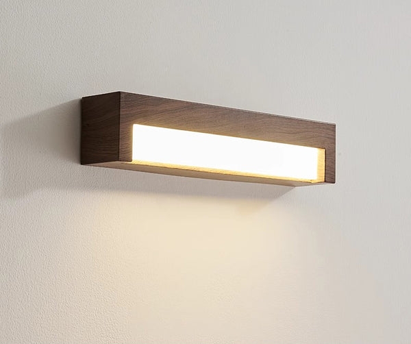 Lampe de chevet murale rétro à longues bandes en grain de bois