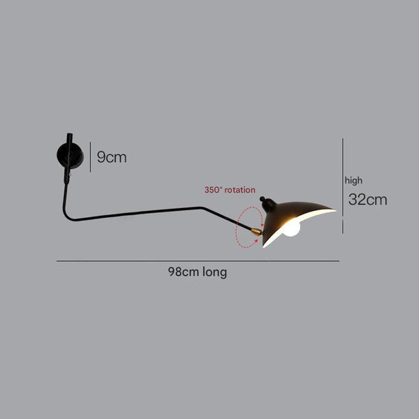 Retro personality long pole rotatable wall lamp