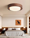 Medieval style wood grain glass bedroom ceiling lamp