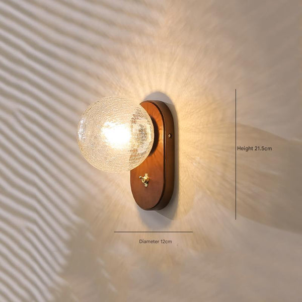 Solid wood crack glass aisle wall lamp