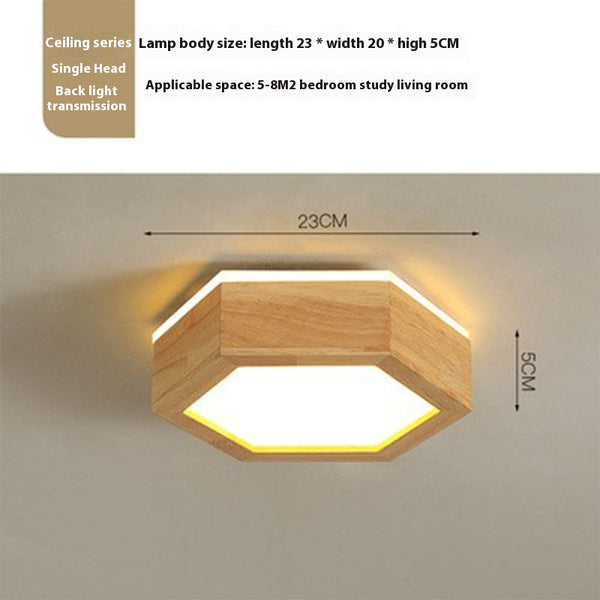 Creative solid wood LED ceiling lamp