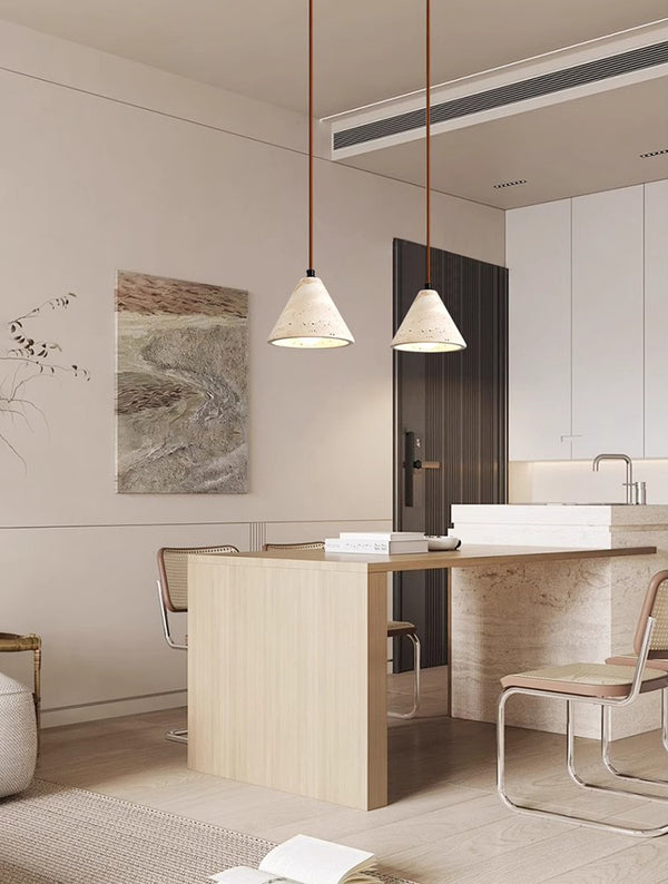 Japanese style creative yellow travertine bedroom chandelier