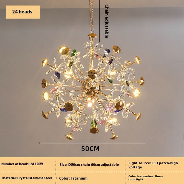 Creative petal dandelion colored crystal chandelier