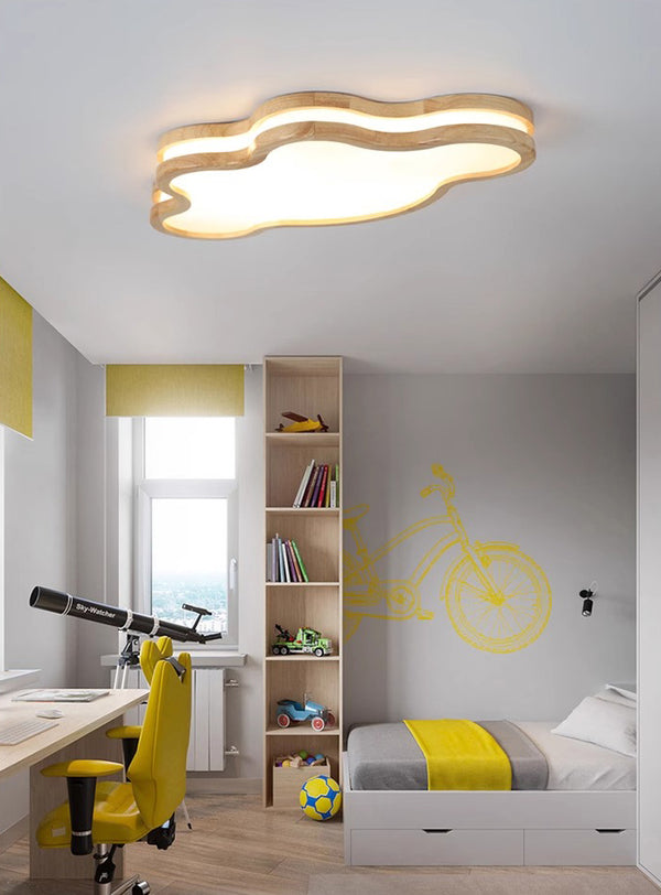 LED children's room solid wood ceiling lamp
