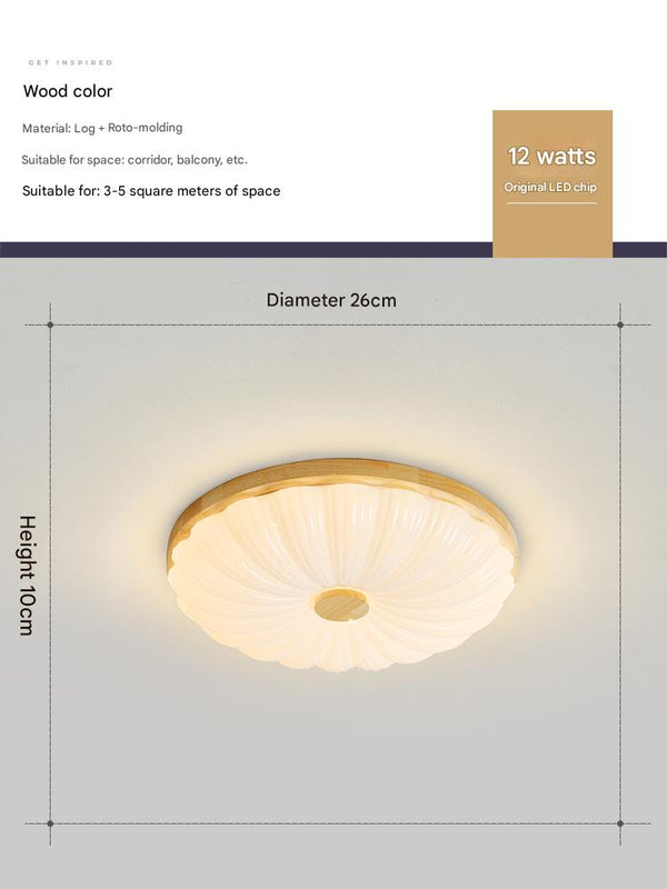 Wood color cream style bedroom ceiling lamp