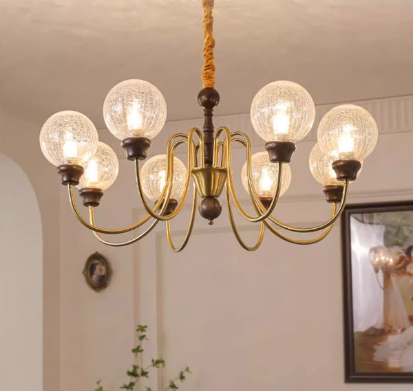 Amerikanischer Retro-Kronleuchter aus Massivholz für das Wohnzimmer